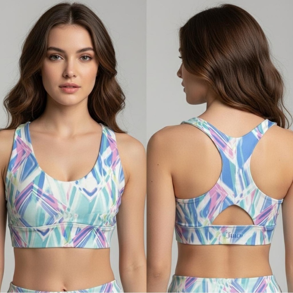 Juicy Couture Sport Pastel Kaleidoscope Printed Sports Active Bra Size XL